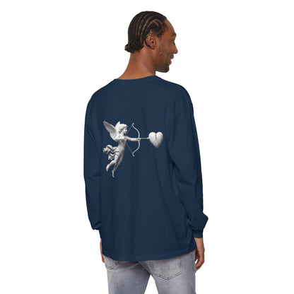 Cupid Cherub Long Sleeve Tee — Vintage Cupid Heart Graphic