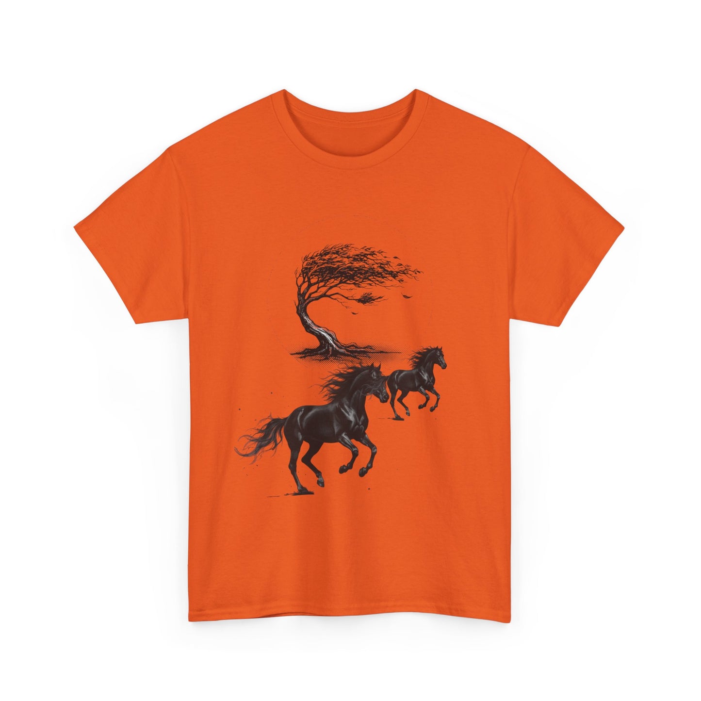 Horse Silhouette Tee — Windblown Tree & Galloping Horses Graphic T-Shirt