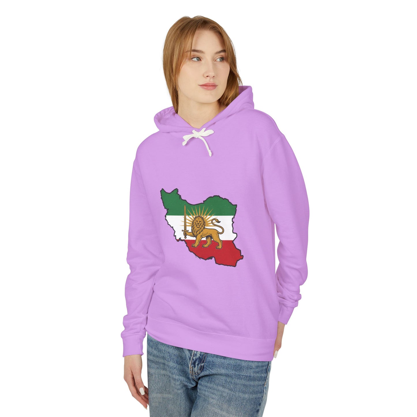 Iran Map Hoodie with Lion and Sun Flag — Persian Heritage Sweatshirt