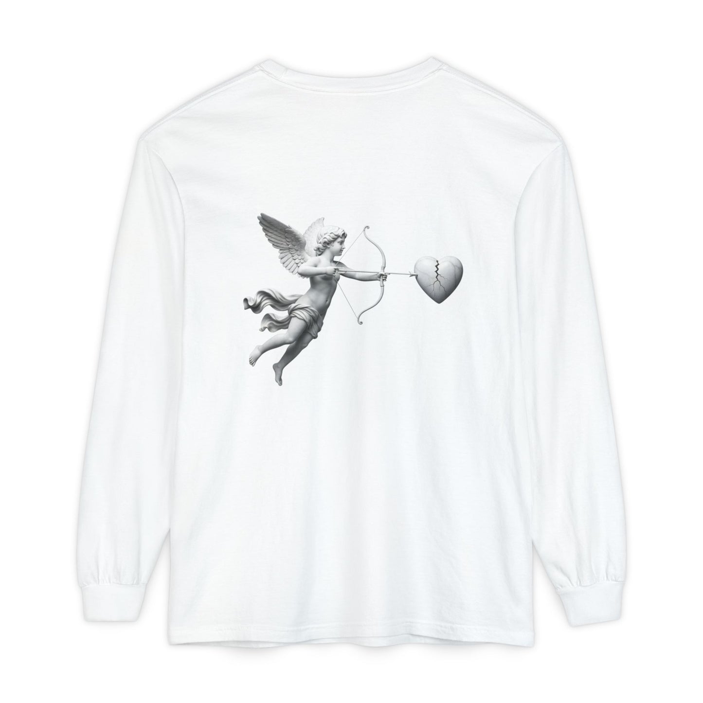 Cupid Cherub Long Sleeve Tee — Vintage Cupid Heart Graphic