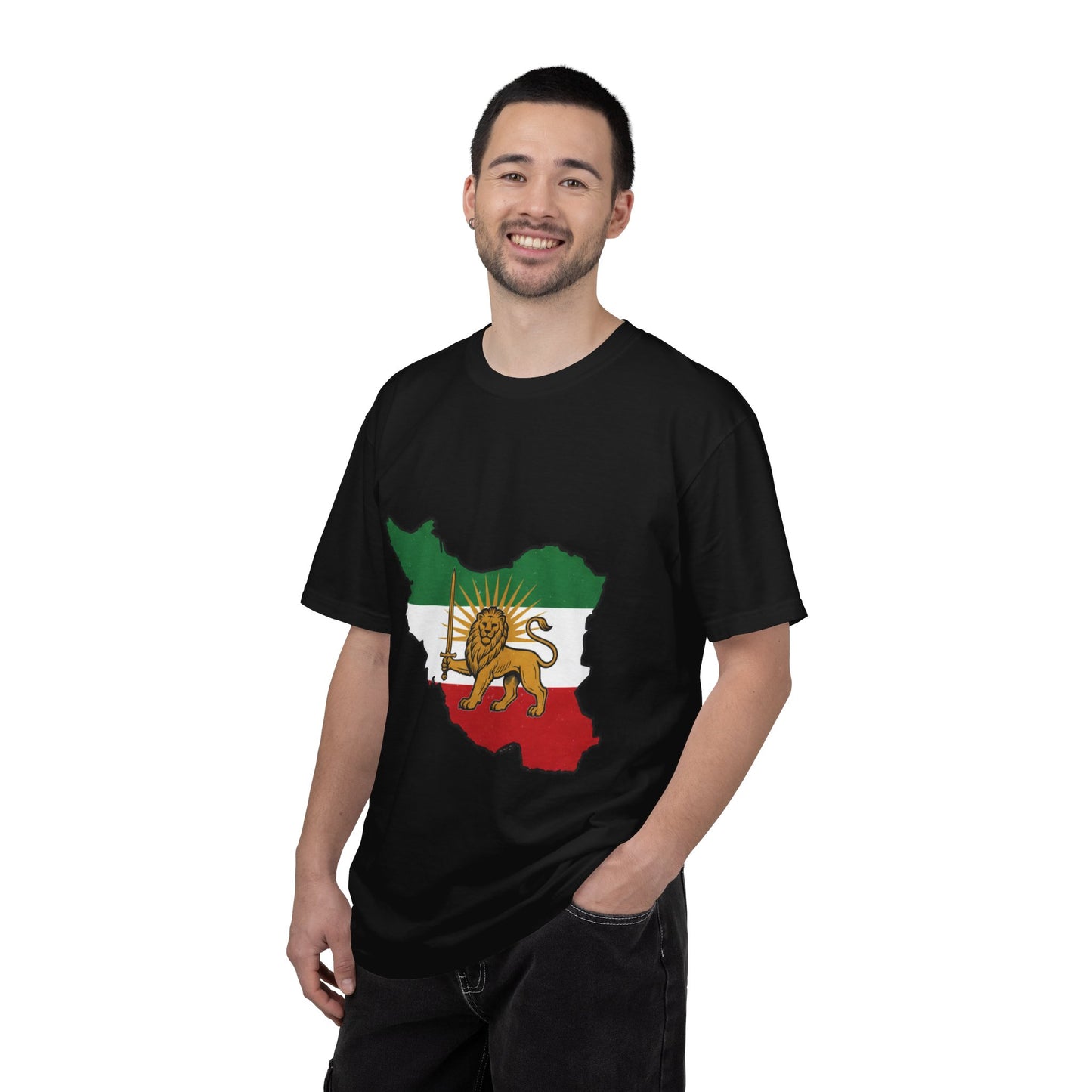 Iran Map T-Shirt with Lion and Sun Flag — Persian Heritage Tee