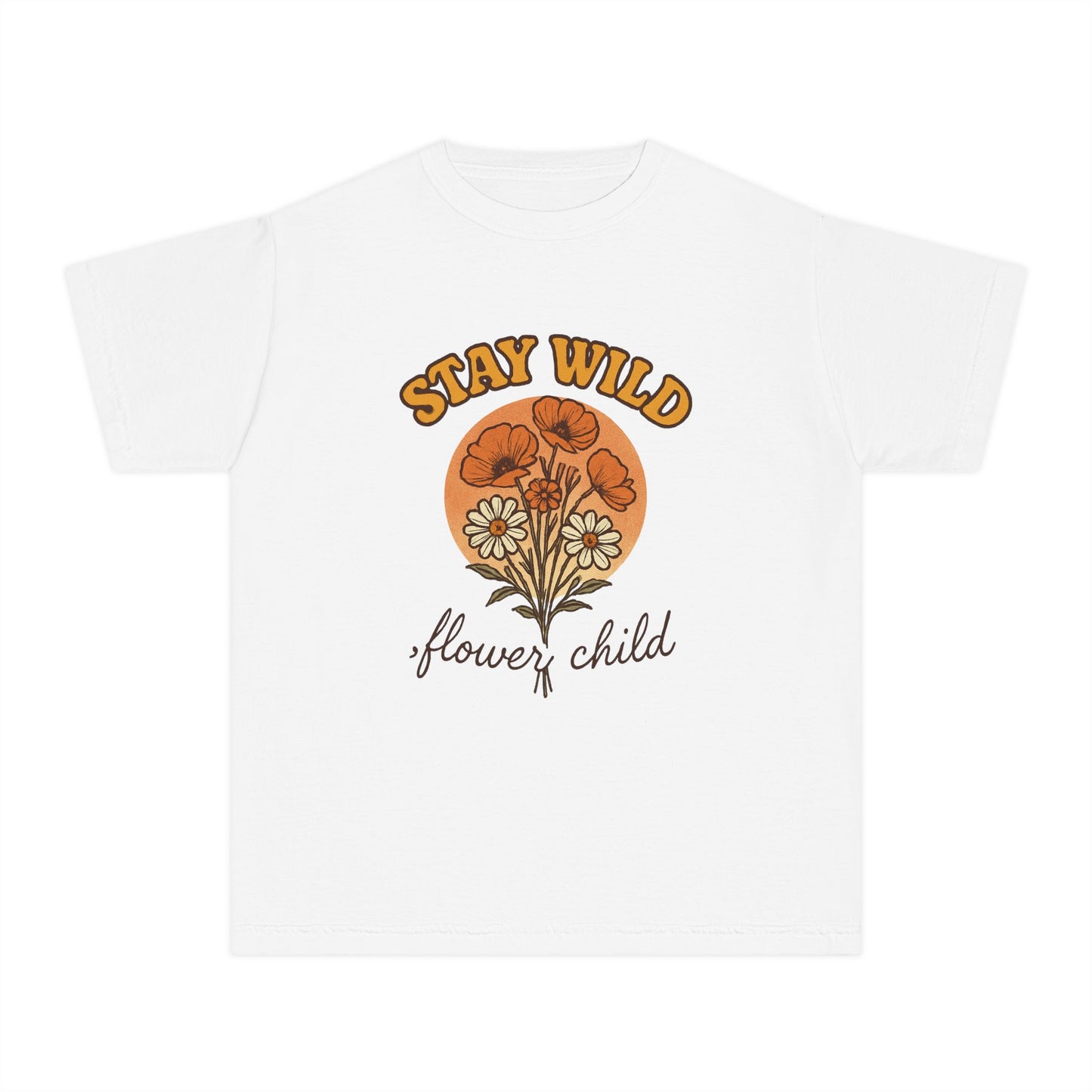 Youth Floral Graphic Tee - Stay Wild, Flower Child, Summer Style, Gift for Teens, Camp Vibes, Boho Chic