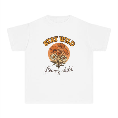 Youth Floral Graphic Tee - Stay Wild, Flower Child, Summer Style, Gift for Teens, Camp Vibes, Boho Chic