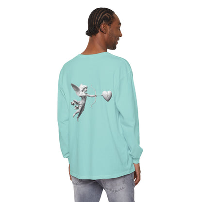 Cupid Cherub Long Sleeve Tee — Vintage Cupid Heart Graphic