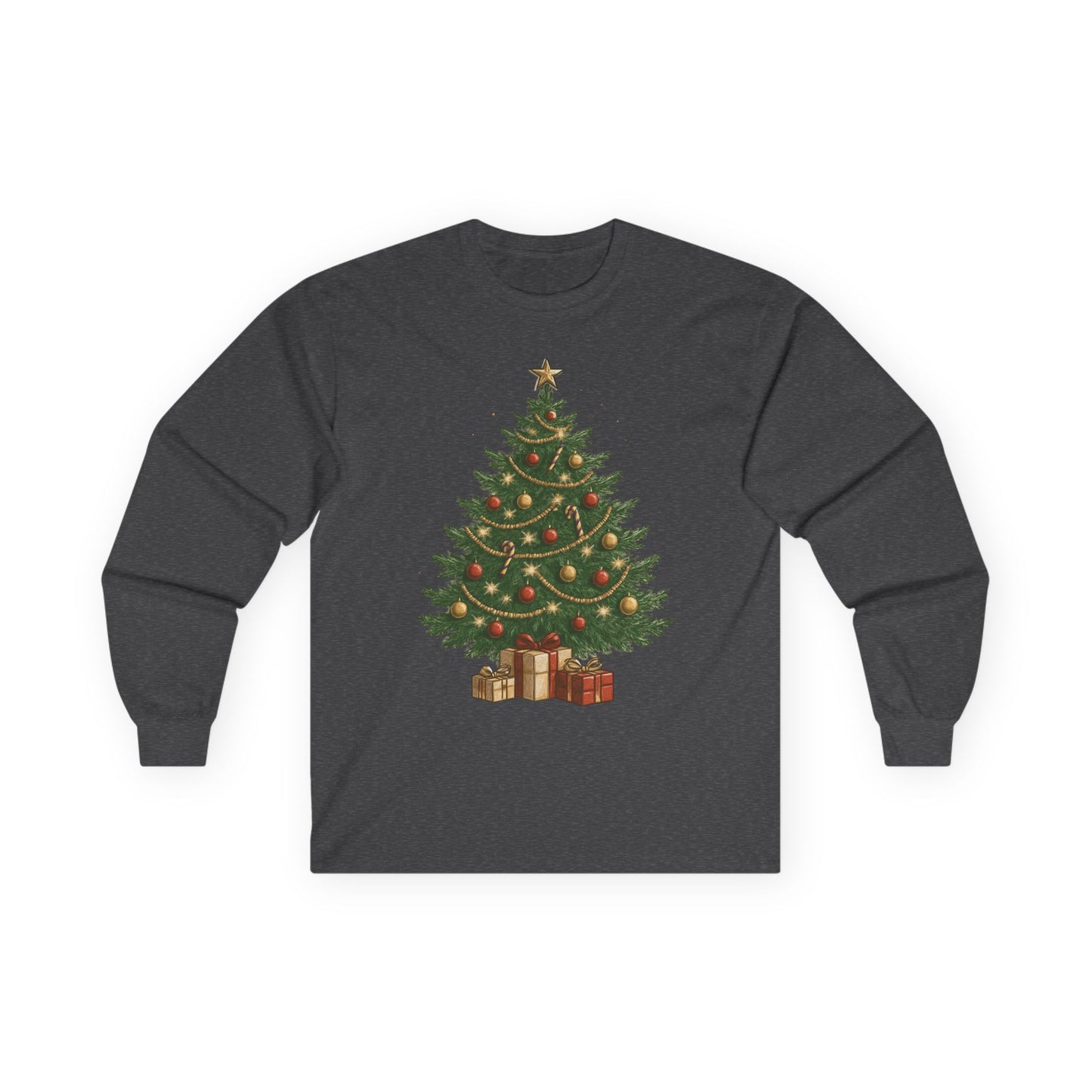 Christmas Tree Long Sleeve Tee | Holiday Apparel, Gift for Him/Her, Winter Fashion, Festive Shirt, Cozy Christmas Wear