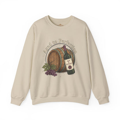 Wine Barrel 'Aged to Perfection' Sweatshirt — "Birthday Vibes Only" Crewneck