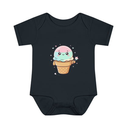 Cute Kawaii Ice Cream Cone Infant Bodysuit - Pastel Baby Onesie