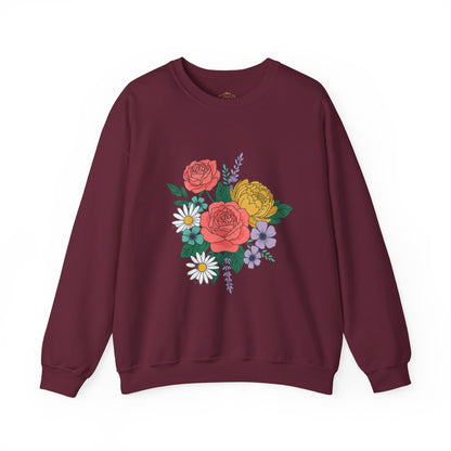 Floral Bouquet Crewneck Sweatshirt — Rose & Daisy Garden Graphic