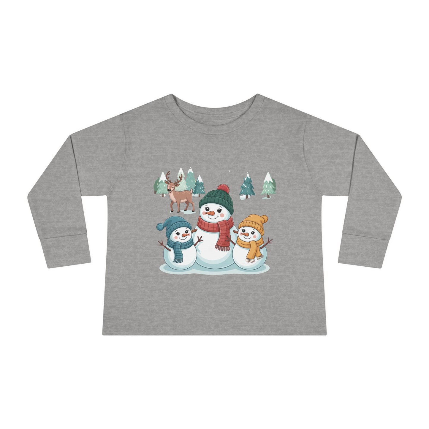 Toddler Long Sleeve Tee — Cute Snowman Family "Let It" Winter Holiday Shirt