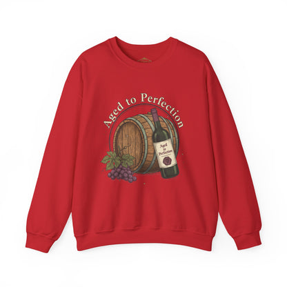Wine Barrel 'Aged to Perfection' Sweatshirt — "Birthday Vibes Only" Crewneck
