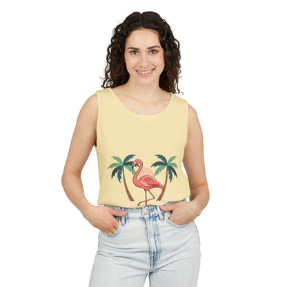 Flamingo Beach Tank Top — Tropical Palm Vacation Graphic Tank