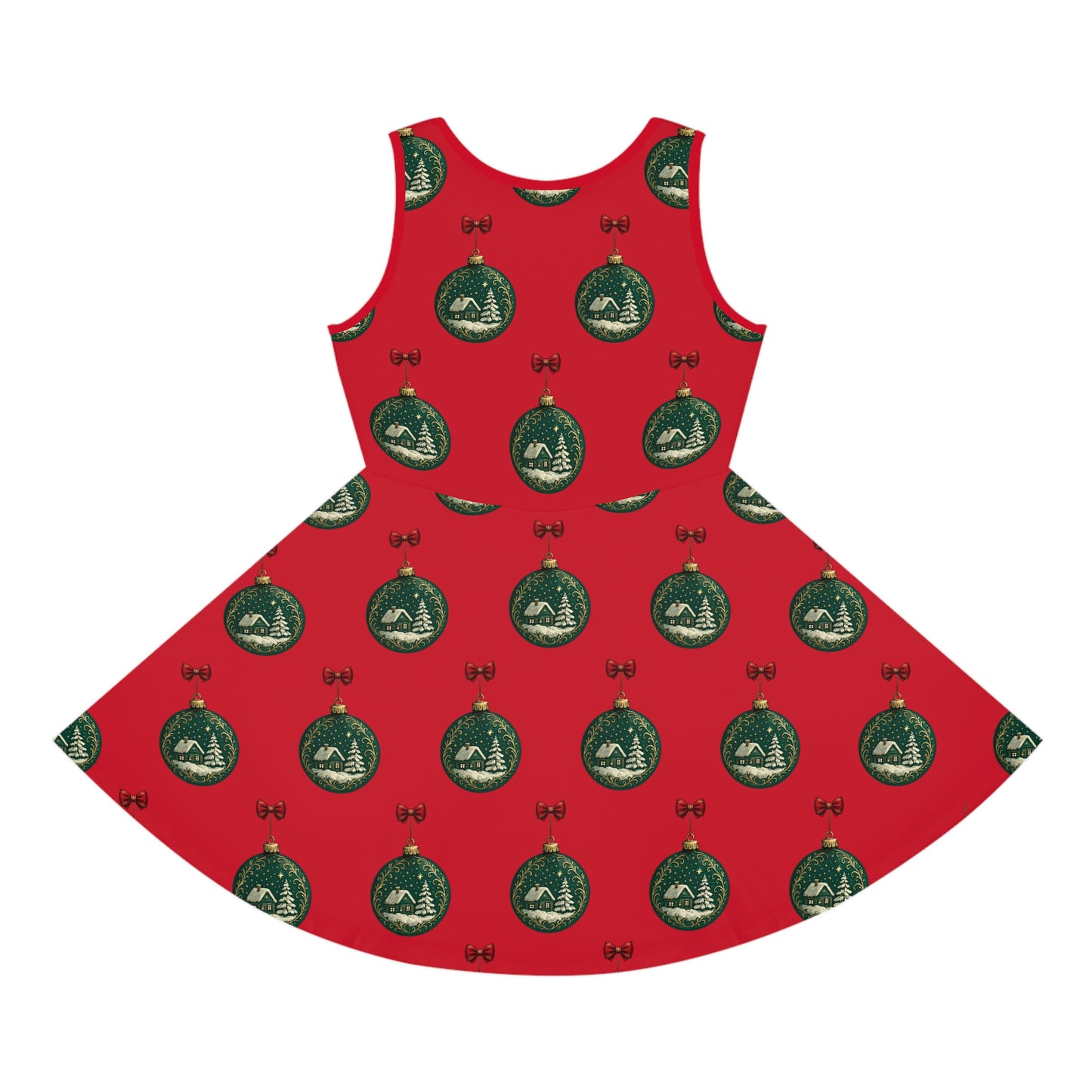 Christmas Pattern Girls' Sundress, Holiday Dress, Festive Apparel, Summer Outfit, Girls' Party Dress, Holiday Gift