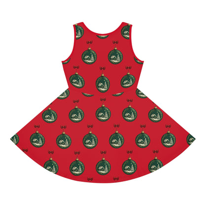 Christmas Pattern Girls' Sundress, Holiday Dress, Festive Apparel, Summer Outfit, Girls' Party Dress, Holiday Gift