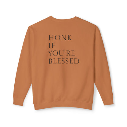 Honk If You're Blessed Crewneck Sweatshirt — Minimal Faith-Inspired Graphic