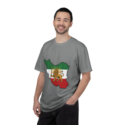 Iran Map T-Shirt with Lion and Sun Flag — Persian Heritage Tee