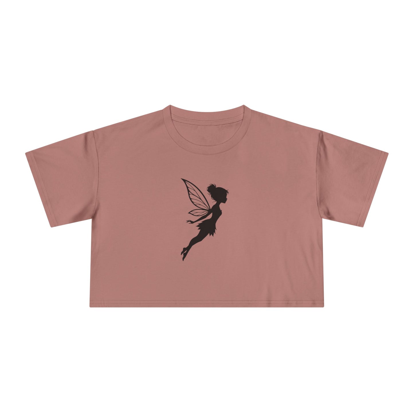Fairy Silhouette Women's Crop Tee — Whimsical Pixie Graphic Top