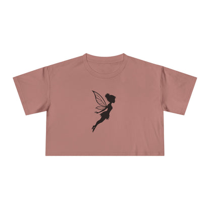 Fairy Silhouette Women's Crop Tee — Whimsical Pixie Graphic Top