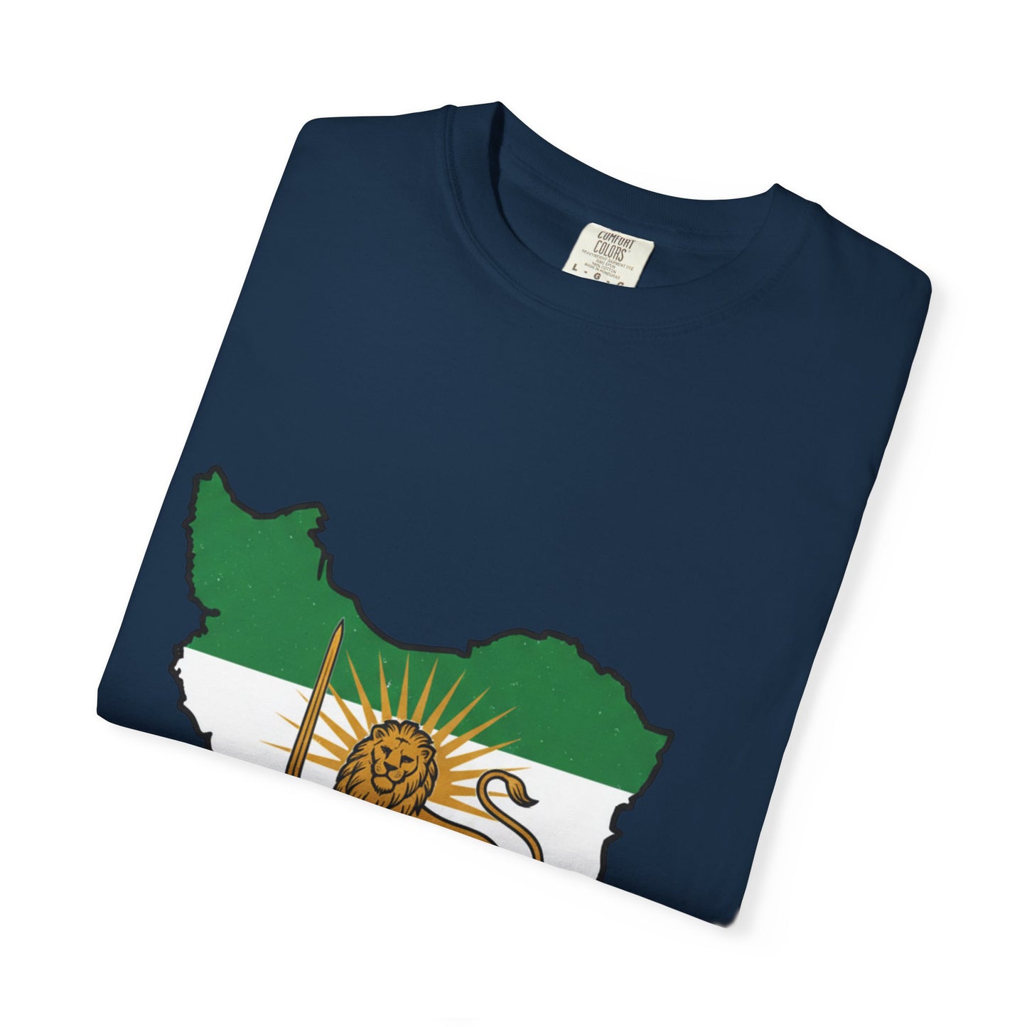 Iran Map T-Shirt with Lion and Sun Flag — Persian Heritage Tee