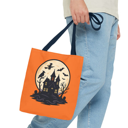 Halloween Themed Tote Bag, Pumpkin Design Bag, Spooky Tote, Trick or Treat Bag, Festive Shopping Tote, Fall Accessory