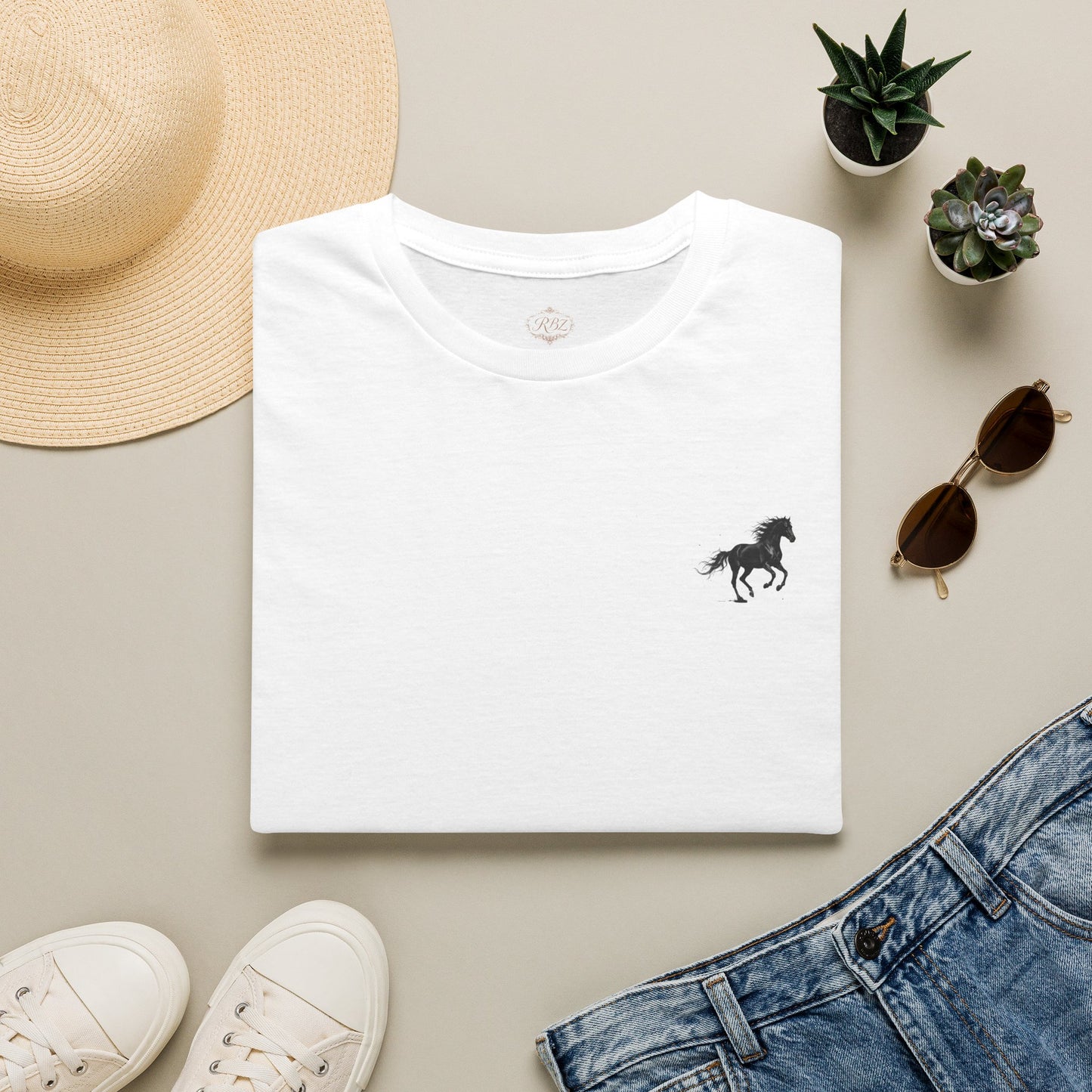 Minimalist Running Horse Tee — Small Chest Silhouette T-Shirt