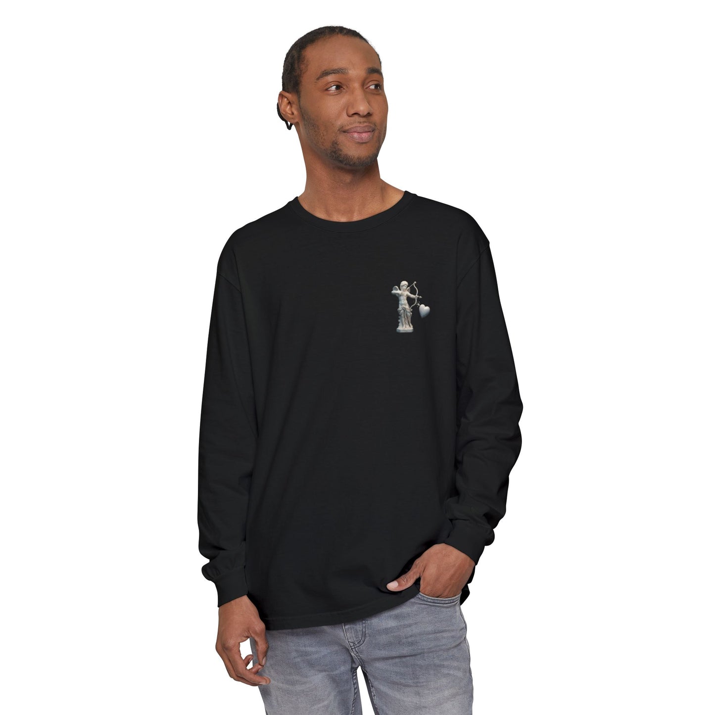Cupid Cherub Long Sleeve Tee — Vintage Cupid Heart Graphic
