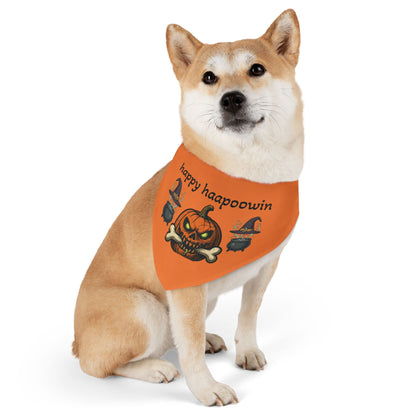 Halloween Pet Bandana Collar, Spooky Dog Accessory, Fall Costume for Pets, Pumpkin and Bones Design, Perfect for Halloween Celebrations