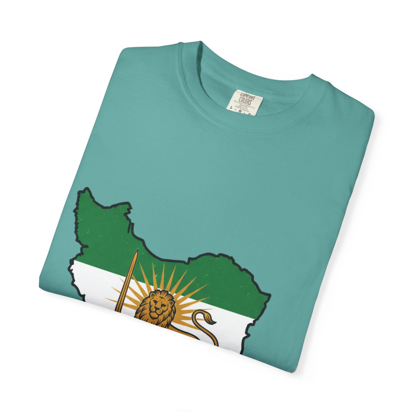 Iran Map T-Shirt with Lion and Sun Flag — Persian Heritage Tee