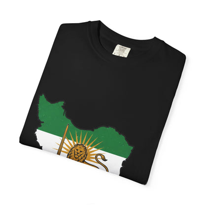 Iran Map T-Shirt with Lion and Sun Flag — Persian Heritage Tee