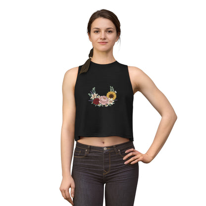 Floral Bouquet Crop Top — Sunflower & Rose Women's Tank