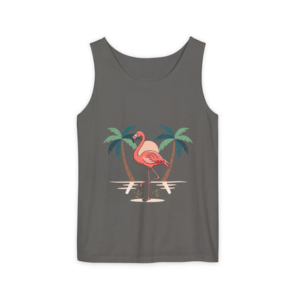 Flamingo Beach Tank Top — Tropical Palm Vacation Graphic Tank