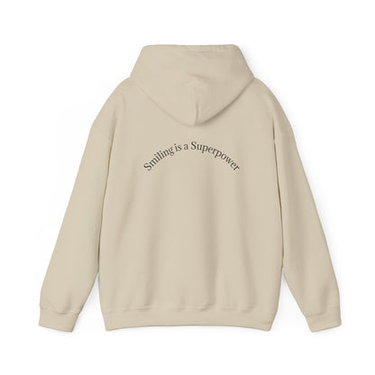 Hoodie — "Smiling Is a Superpower" Minimal White Pullover