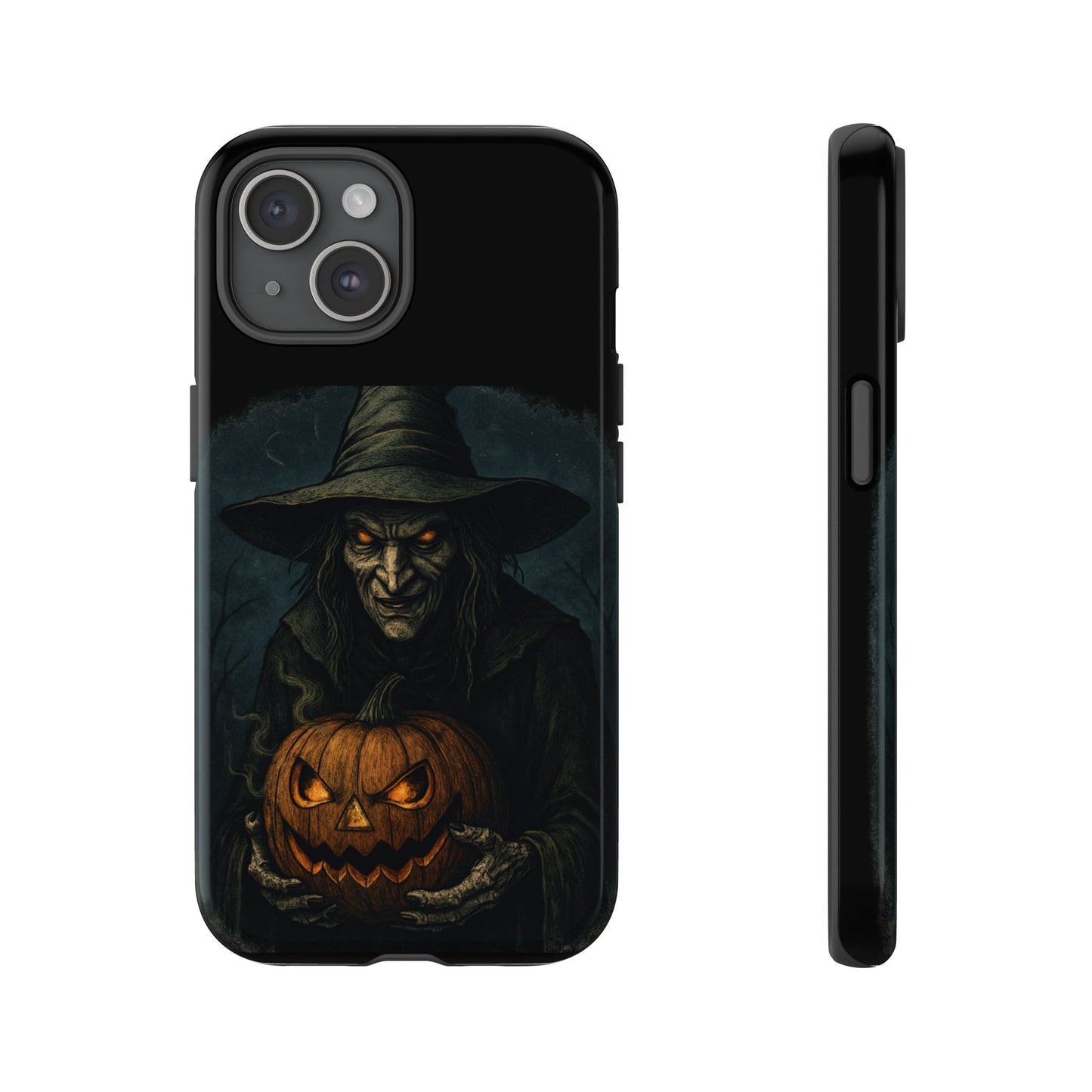 Halloween Phone Case, Tough Cases with Witch and Pumpkin Design, Spooky Gift for Witch Lovers, Fall Phone Accessory, Unique Halloween Decor