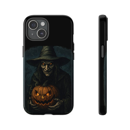 Halloween Phone Case, Tough Cases with Witch and Pumpkin Design, Spooky Gift for Witch Lovers, Fall Phone Accessory, Unique Halloween Decor