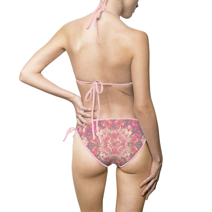Pink Floral Tie-Side Bikini — Women's Triangle Swimsuit