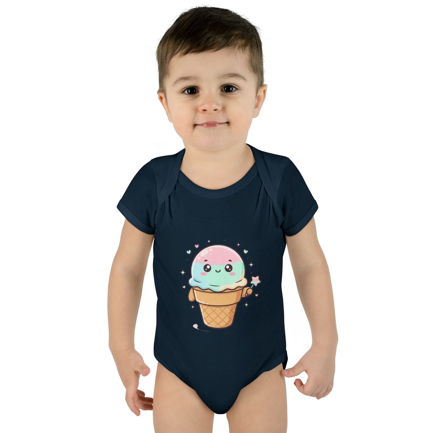 Cute Kawaii Ice Cream Cone Infant Bodysuit - Pastel Baby Onesie