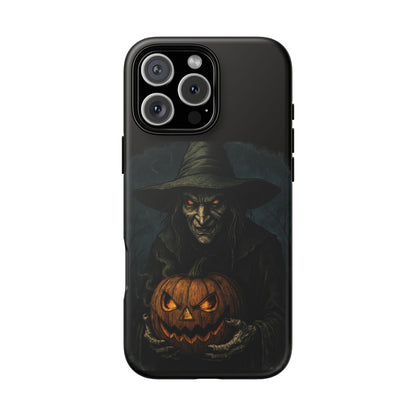 Halloween Phone Case, Tough Cases with Witch and Pumpkin Design, Spooky Gift for Witch Lovers, Fall Phone Accessory, Unique Halloween Decor