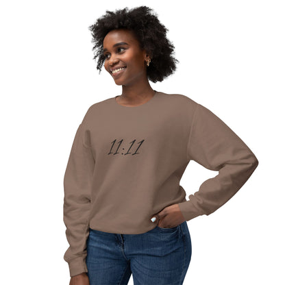 11:11 Crewneck Sweatshirt — Minimal White 'Blessed' Back Design