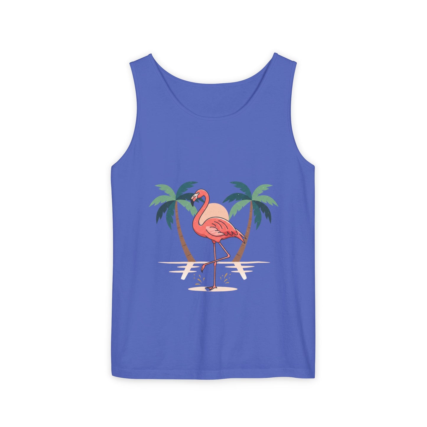Flamingo Beach Tank Top — Tropical Palm Vacation Graphic Tank
