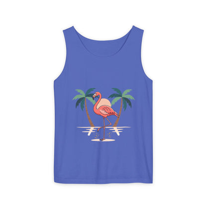 Flamingo Beach Tank Top — Tropical Palm Vacation Graphic Tank
