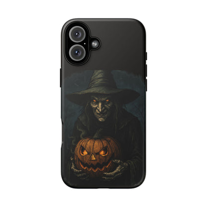 Halloween Phone Case, Tough Cases with Witch and Pumpkin Design, Spooky Gift for Witch Lovers, Fall Phone Accessory, Unique Halloween Decor