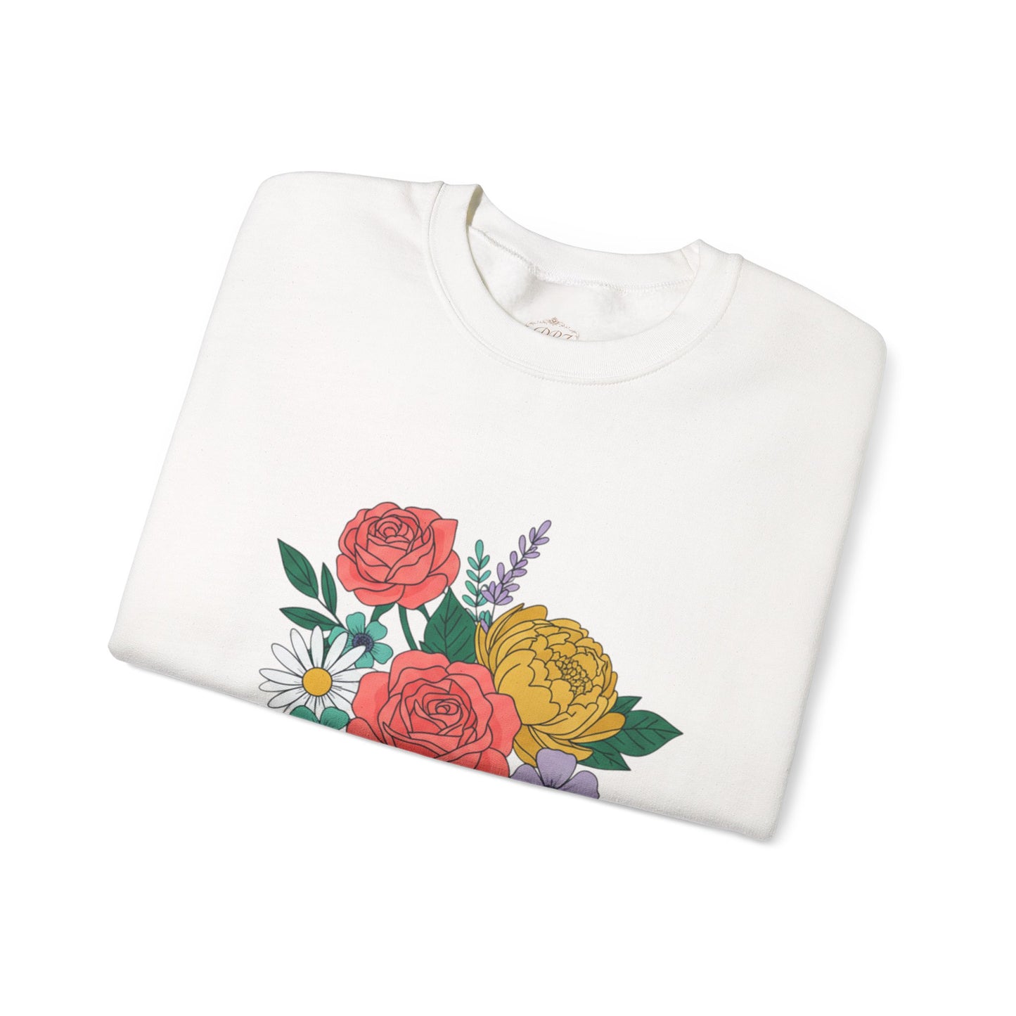 Floral Bouquet Crewneck Sweatshirt — Rose & Daisy Garden Graphic