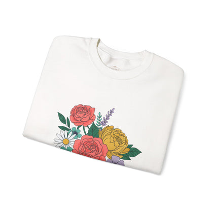Floral Bouquet Crewneck Sweatshirt — Rose & Daisy Garden Graphic