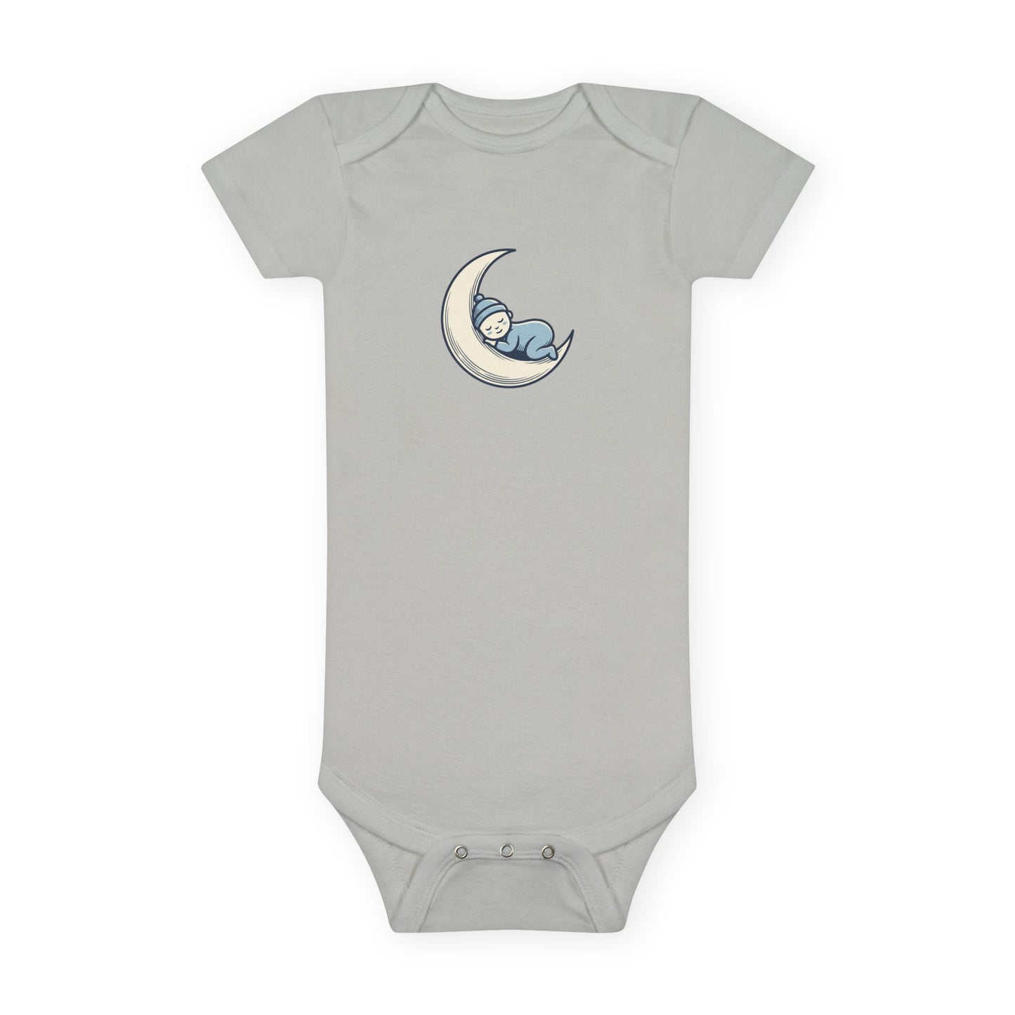 Baby Onesie - 'Little Dreamer' Moon & Sleeping Baby Short Sleeve Bodysuit