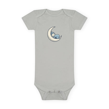 Baby Onesie - 'Little Dreamer' Moon & Sleeping Baby Short Sleeve Bodysuit