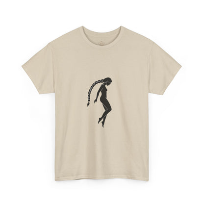 Silhouette Braid Tee — Minimalist Woman Profile T-Shirt