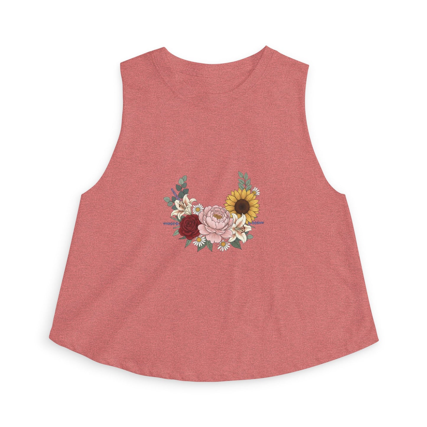 Floral Bouquet Crop Top — Sunflower & Rose Women's Tank
