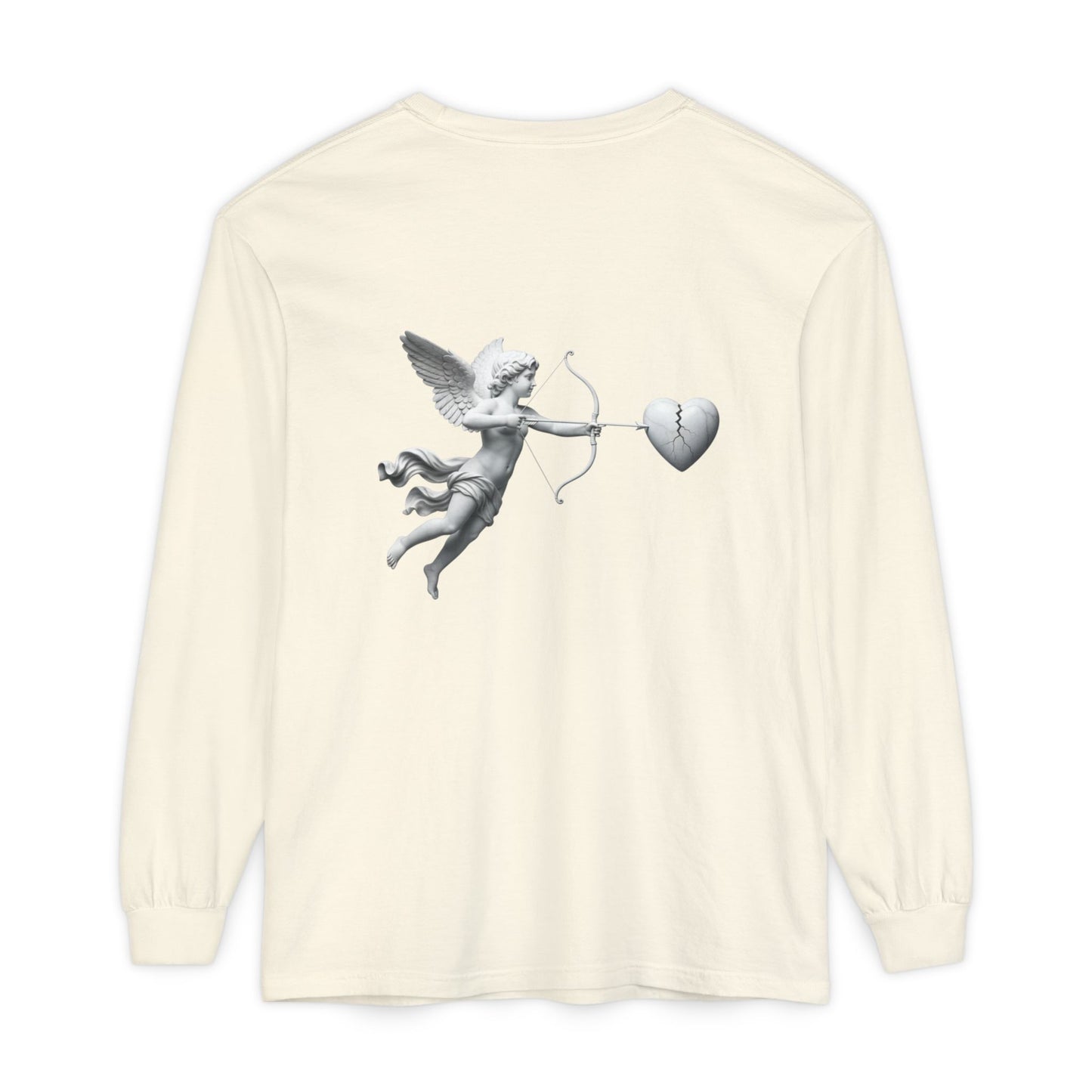 Cupid Cherub Long Sleeve Tee — Vintage Cupid Heart Graphic