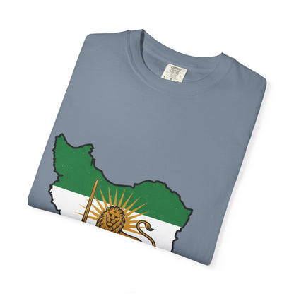 Iran Map T-Shirt with Lion and Sun Flag — Persian Heritage Tee