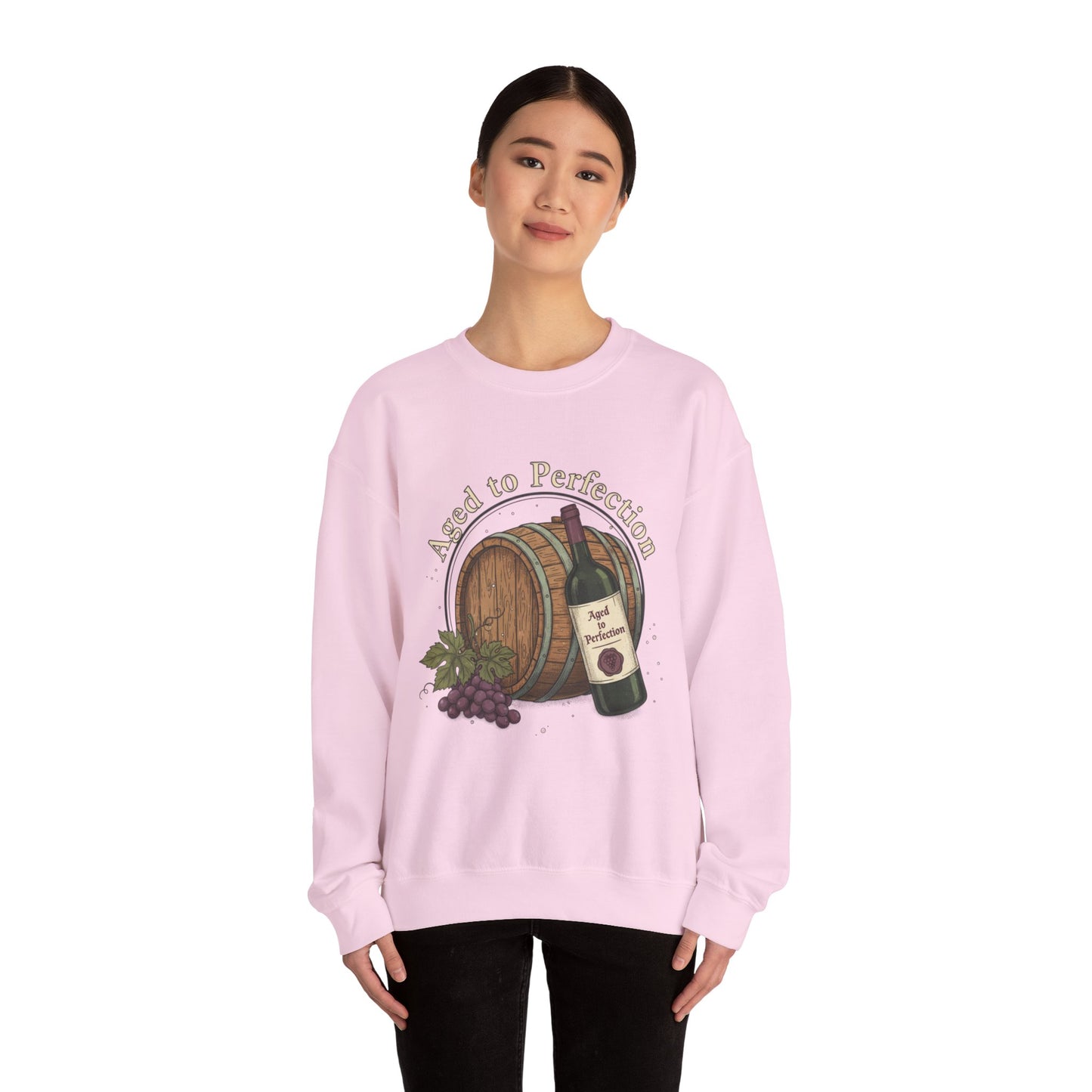Wine Barrel 'Aged to Perfection' Sweatshirt — "Birthday Vibes Only" Crewneck