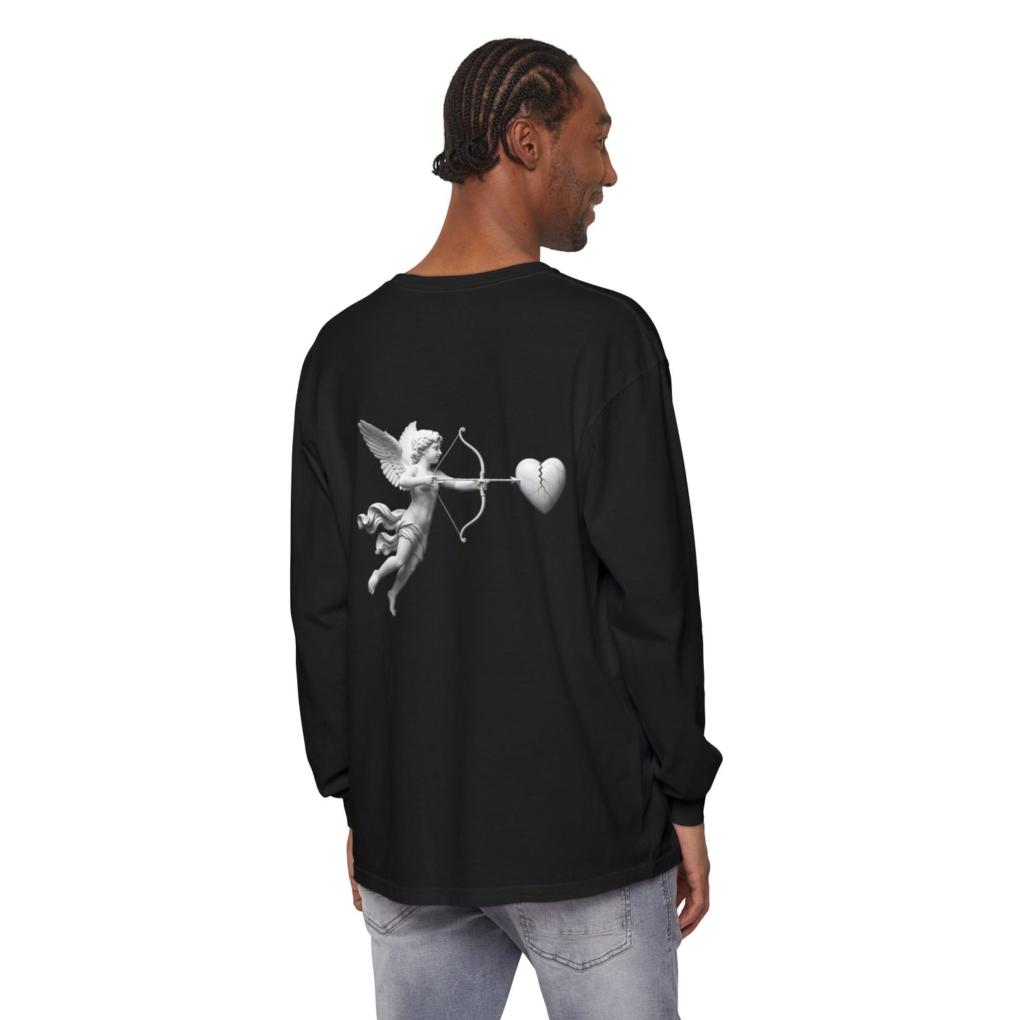 Cupid Cherub Long Sleeve Tee — Vintage Cupid Heart Graphic